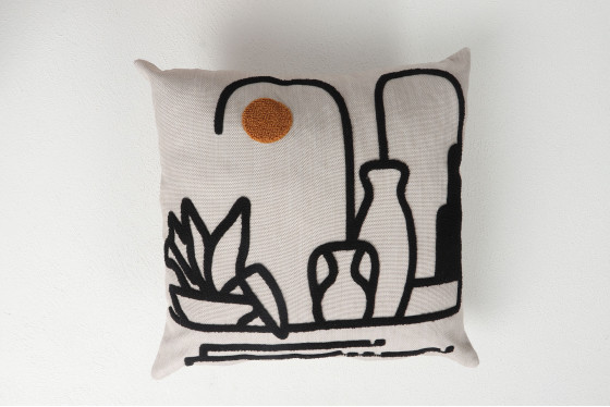 Kış Güneşi Desenli Punch Kırlent 43x43